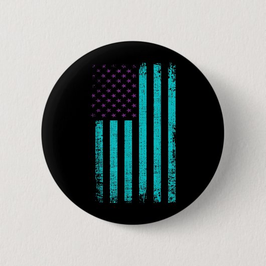 Bewusstseins Usa-Flagge Türkis Lila Amerikanische  Button (Vorderseite)