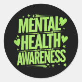 Bewusstseinsbildung für psychische Gesundheit - St Runder Aufkleber (Vorderseite)