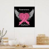 Bewusstseinsfragen Grunge Herz - Brustkrebs Poster (Küche)