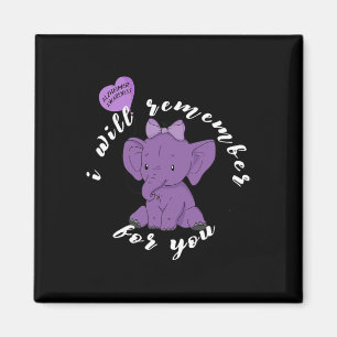 Bewusstseinsmonat I Ende Lila Band Elefant 2  Magnet