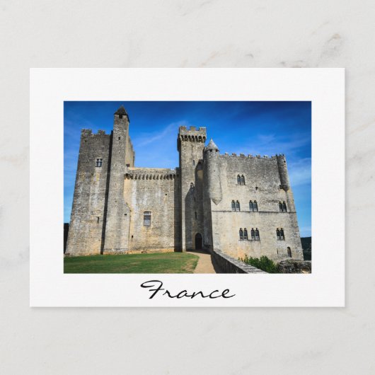 Beynac-Schloss in Frankreich - weiße Postkarte (Vorderseite)