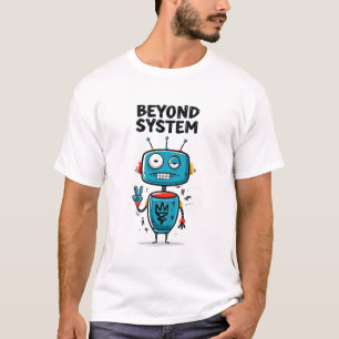 Beyond System Lustiger Robot Alien Charakter Gesch T-Shirt