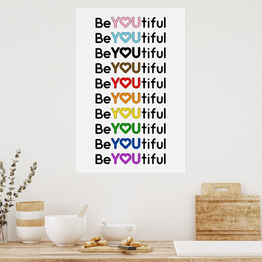 BeYOUtiful Progress Pride Rainbow Flag  Poster (Küche)