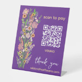 BEZAHLEN PER QR-Code Blumenhändler Handgemalte Blu Sockelschild (Vorderseite)