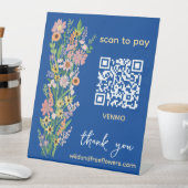BEZAHLEN PER QR-Code Blumenhändler Handgemalte Blu Sockelschild (In Situ)