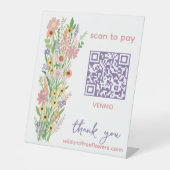 BEZAHLEN PER QR-Code Blumenhändler Handgemalte Blu Sockelschild (Vorderseite)