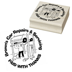 Bezahlen Sie mit Danke. Reparatur und Wartung von Gummistempel