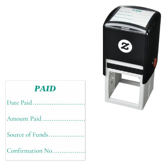 BEZAHLT Office Simple Gerahmt mit Zahlungsinformat Permastempel (Beispiel)