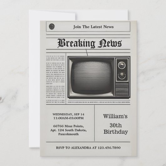 Bezahlung alter Retro Männer Erwachsene Zeitung 30 Einladung (Vorderseite)