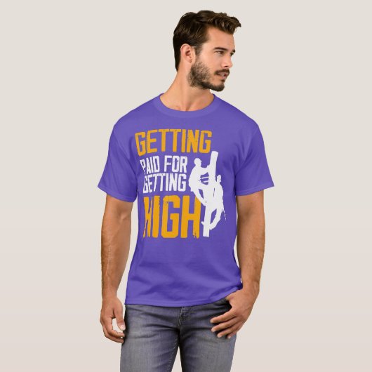 Bezahlung für den Hoch-Funny-Lineworker T-Shirt (Vorne ganz)