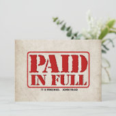 Bezahlung in voller Höhe Karte (Stehend Vorderseite)