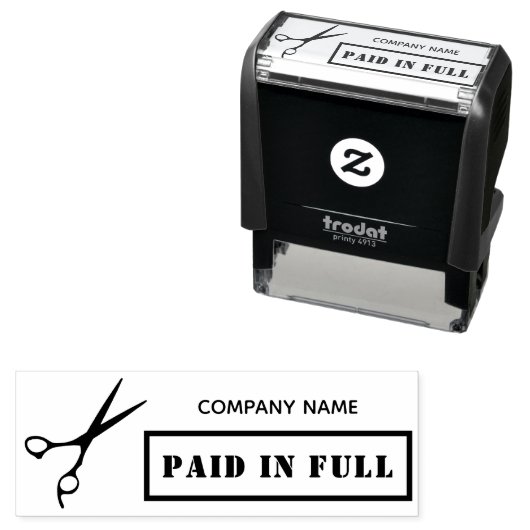 Bezahlung in Vollgeschäftsschere Moderner Friseur  Permastempel (Beispiel)