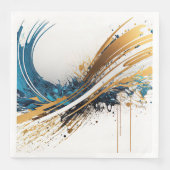 Bezaubernd Abstraktes Party Napkins Blue Gold Serviette (Vorderseite)
