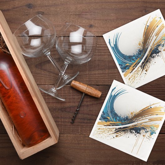 Bezaubernd Abstraktes Party Napkins Blue Gold Serviette