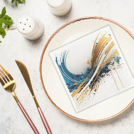 Bezaubernd Abstraktes Party Napkins Blue Gold Serviette