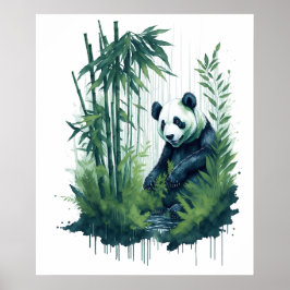 Bezaubernd Aquarellpanda in einem Bambuswald Poster
