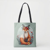 Bezaubernd Blumenfox Holzlandschaft Kunst Tasche (Vorderseite)