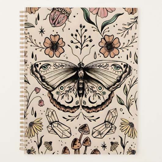 Bezaubernd Boho Butterfly Theme Hardcover Planner Planer (Vorderseite)