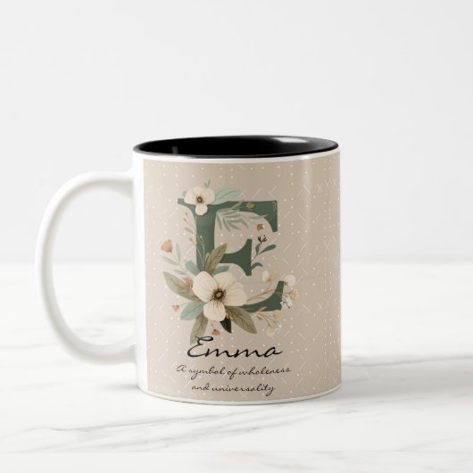 Bezaubernd Boho Chic Floral Initial Tasse für Emma (Links)