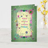 Bezaubernd Grün/Gelb Geburtstag, Weiblich Karte (Gelbe Blume)