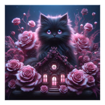 Bezaubernd Kitten Haven: 3D Dark Fantasy Art Print