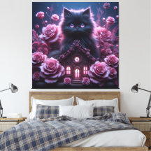 Bezaubernd Kitten Haven: 3D Dark Fantasy Art Print
