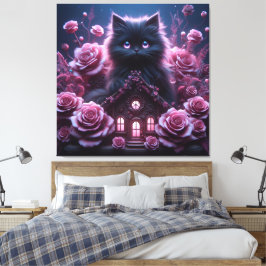 Bezaubernd Kitten Haven: 3D Dark Fantasy Art Print Leinwanddruck