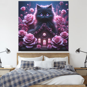 Bezaubernd Kitten Haven: 3D Dark Fantasy Art Print Leinwanddruck