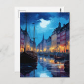 Bezaubernd Nyhavn Kopenhagen Night Canal Scene Postkarte (Vorne/Hinten)