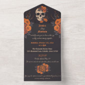 Bezaubernd Orange Bouquet auf Cream Skull All In One Einladung (Innen Boden)