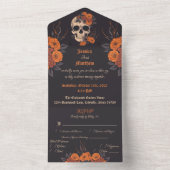 Bezaubernd Orange Bouquet auf Cream Skull All In One Einladung (Innen Boden)
