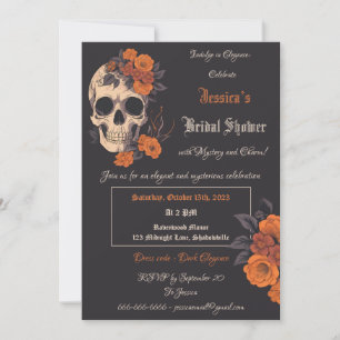 Bezaubernd Orange Bouquet auf Cream Skull Einladung