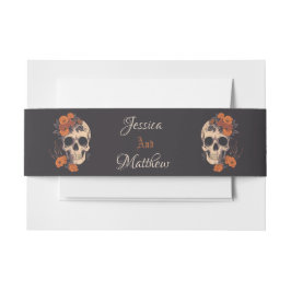 Bezaubernd Orange Bouquet auf Cream Skull Einladungsbanderole