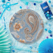 Bezaubernd Paisley Peach and Blue Pappteller (Party)