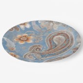Bezaubernd Paisley Peach and Blue Pappteller (Schrägansicht)