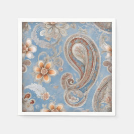 Bezaubernd Paisley Peach and Blue Serviette