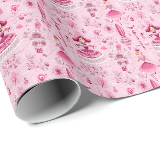 Bezaubernd rosa Nutcracker Ballet, Clara Geschenkpapier (Rolleneckpunkt)