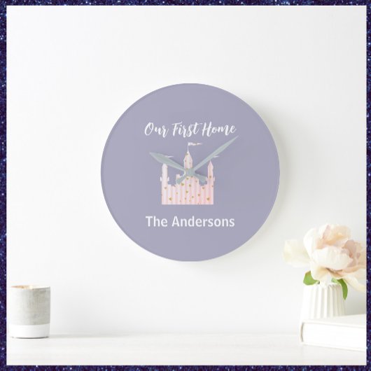 Bezaubernd Unser erstes Zuhause Castle Große Wanduhr