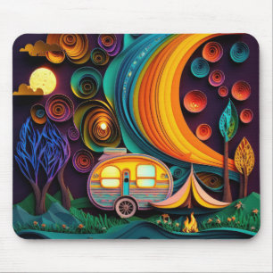 Bezaubernde 3D Night Camping Szene Mousepad