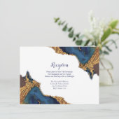 Bezaubernde Abstrakt Blue Gold Hochzeitsempfehlung Begleitkarte (Stehend Vorderseite)