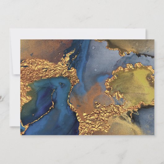 Bezaubernde Abstrakte Blue-Gold-Hochzeit Einladung (Rückseite)