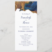 Bezaubernde Abstrakte Blue-Gold-Hochzeit Programm (Vorderseite)