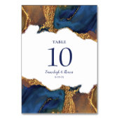 Bezaubernde Abstrakte Blue-Gold-Hochzeit Tischnummer (Vorderseite)