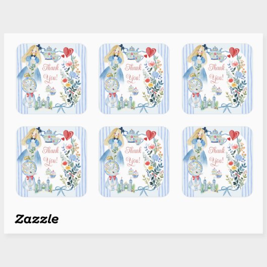 Bezaubernde Alice im Wunderland Garden Vielen Dank Quadratischer Aufkleber (Blatt)