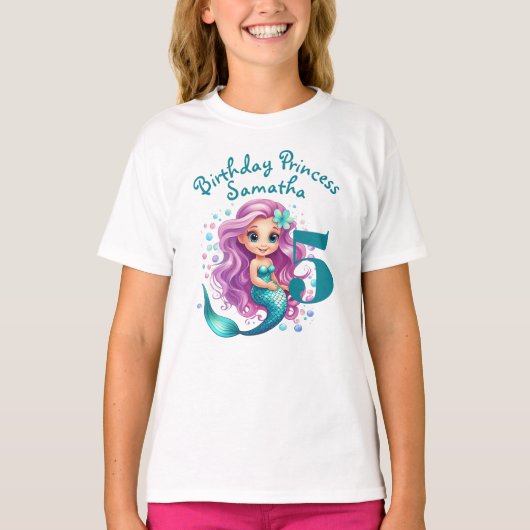 Bezaubernde Aquamarine Meerjungfrau zum Geburtstag T-Shirt (Vorderseite)