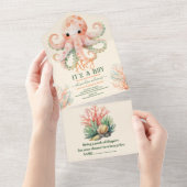 Bezaubernde Aquarelldusche unter dem Meer All In One Einladung (Abreißen)