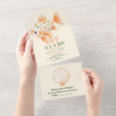 Bezaubernde Aquarelldusche unter dem Meer All In One Einladung (Abreißen)