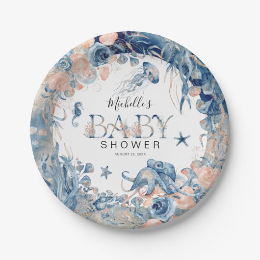 Bezaubernde Aquarelldusche unter dem Meer Pappteller (Vorderseite)