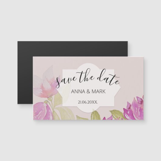 Bezaubernde Aquarellfarben Rosa Blume Handgemalt Magnetkarte (Vorne/Hinten)