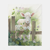 Bezaubernde Aquarellmalerei Lamm Weiße Blume Fleecedecke (Vorderseite)